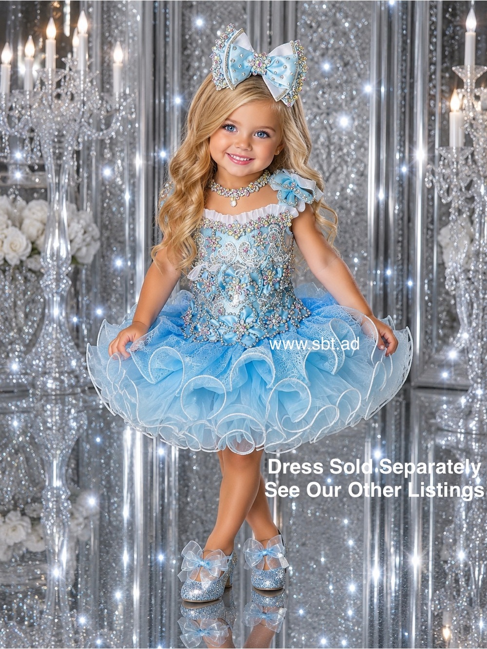NWT Flower Girl Or Pageant Mary Janes Sparkling Glitter Baby Girl Princess Shoes - Picture 3 of 5